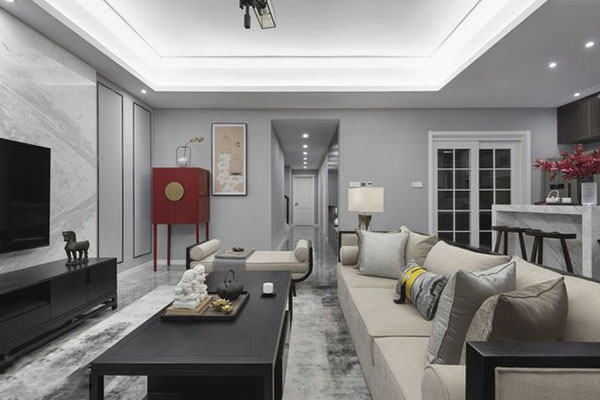 新中式家具整個客廳感覺很禪意，布局很合理