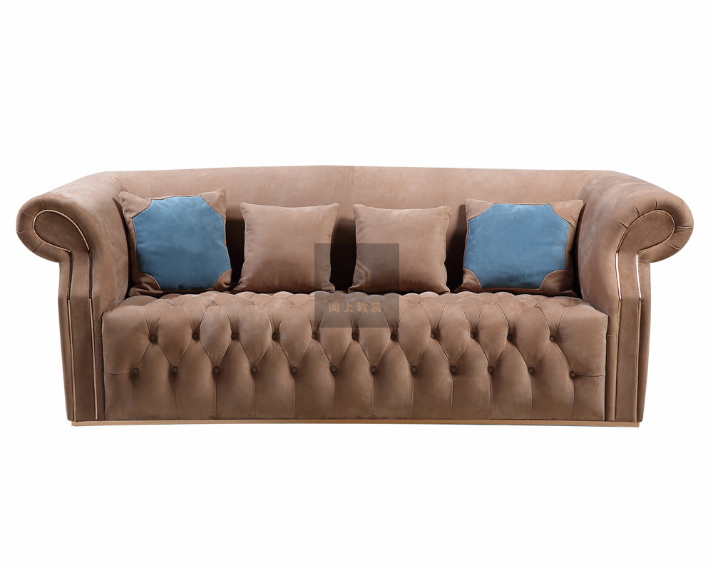 YS意式輕奢客廳-VIS高背三人沙發暖咖